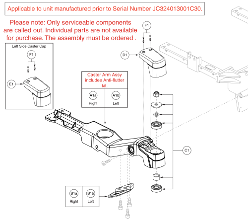 Caster Arm, Non-adjustable, Rival (r44) parts diagram