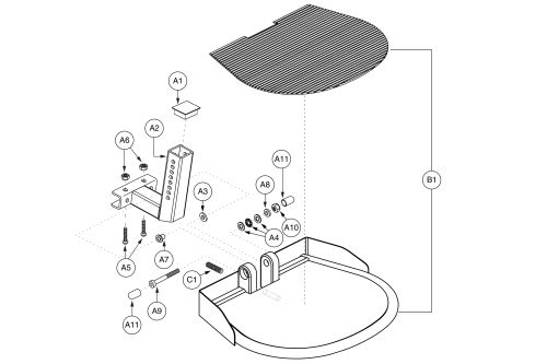 Footrest Assembly, Heavy Duty, Jazzy 1170 Series parts diagram