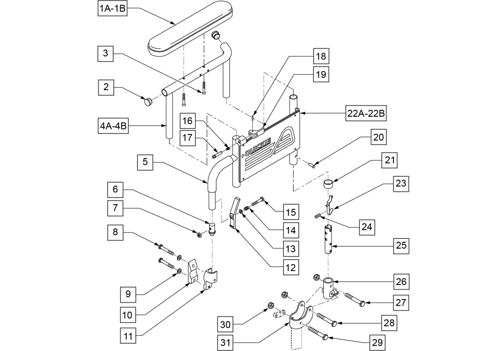 Quickie 2 Eiq2n (S/N Prefix Q2V & Q2H) Replacement Parts by Quickie