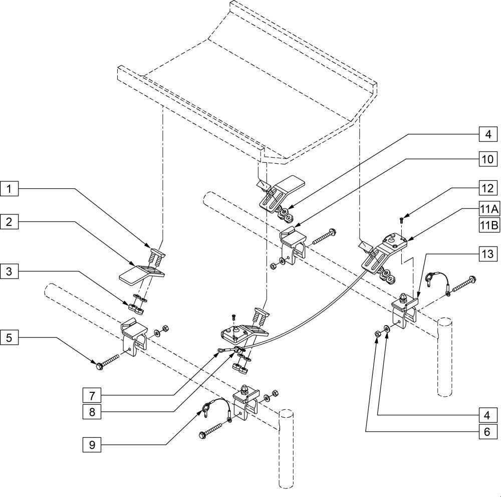 Standard Quick-mount Seat Hardware parts diagram