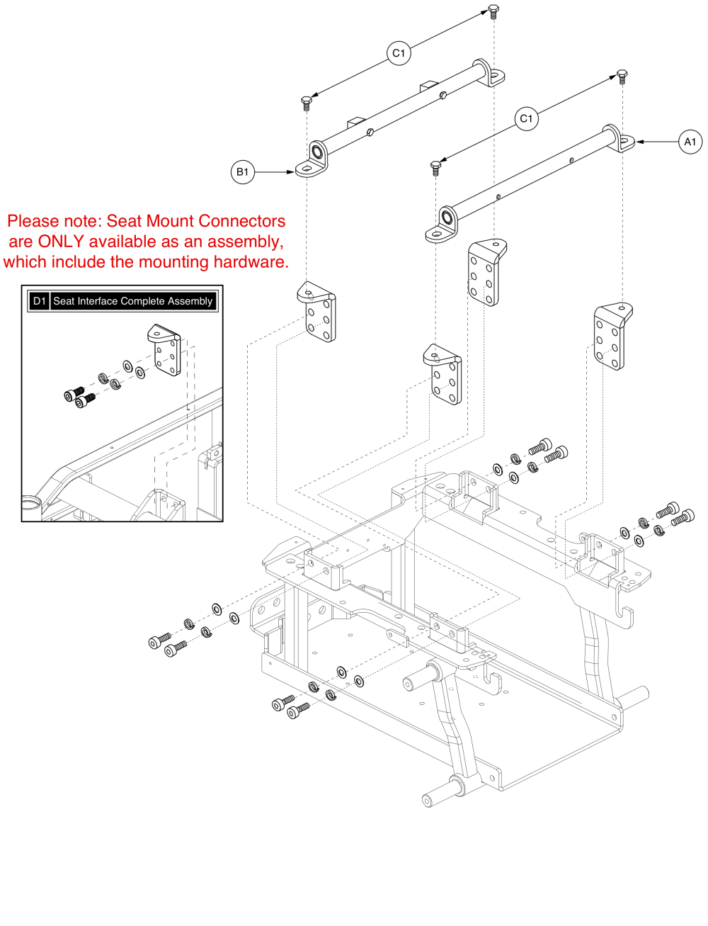 Trapeze Bars And L-bracket Interfaces, Jazzy 600 Es parts diagram