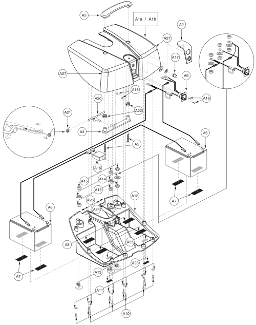 Z-chair Battery Box Assy W/ Breaker And Harnesses parts diagram