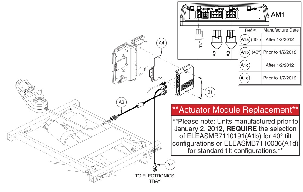 Ne+/qlogic(am1) Tilt Thru Joystick Electronics, Bariatric Tilt parts diagram