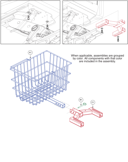 Rear Basket Assembly, Jazzy Air 2 parts diagram