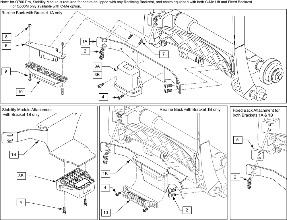 Stability/tilt Module And Bracket parts diagram