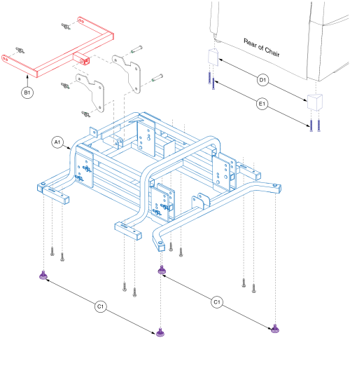 Lift Frame Assembly, Complete, Trendelenberg parts diagram