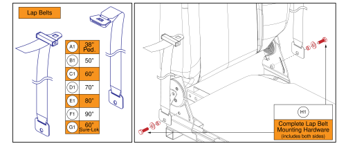 Lap Belts, Comfort Seats parts diagram