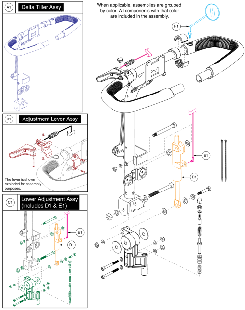 Tiller Assy, W/ Right Mirror, Pursuit/pursuit Hd S713 parts diagram