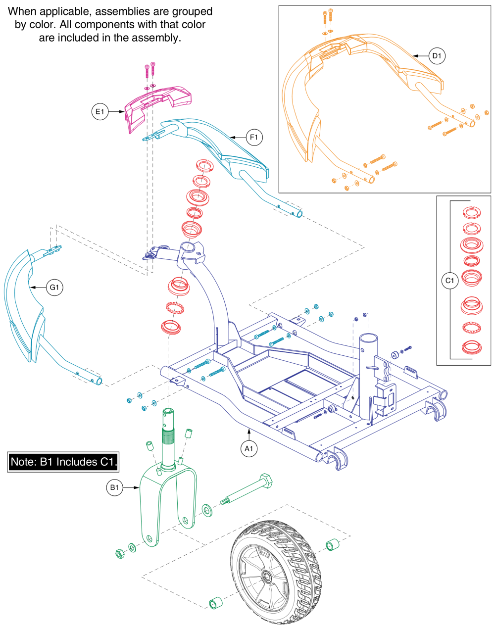 3 Wheel Front Frame And Fork, Va Victory 10 parts diagram