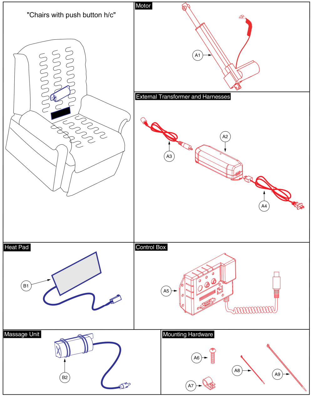 Heat/massage With Push Button Hand Control parts diagram
