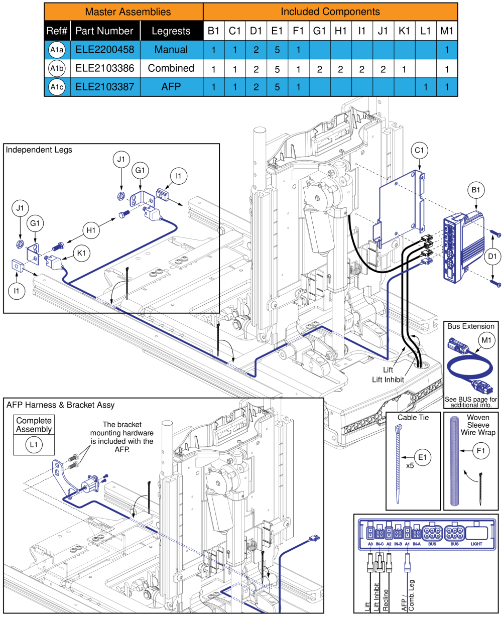 Ql3 Am3, Tb3 Lift & Recline (r44 Rival) parts diagram