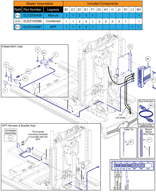 Ql3 Am3, Tb3 Lift & Recline (r44 Rival) parts diagram