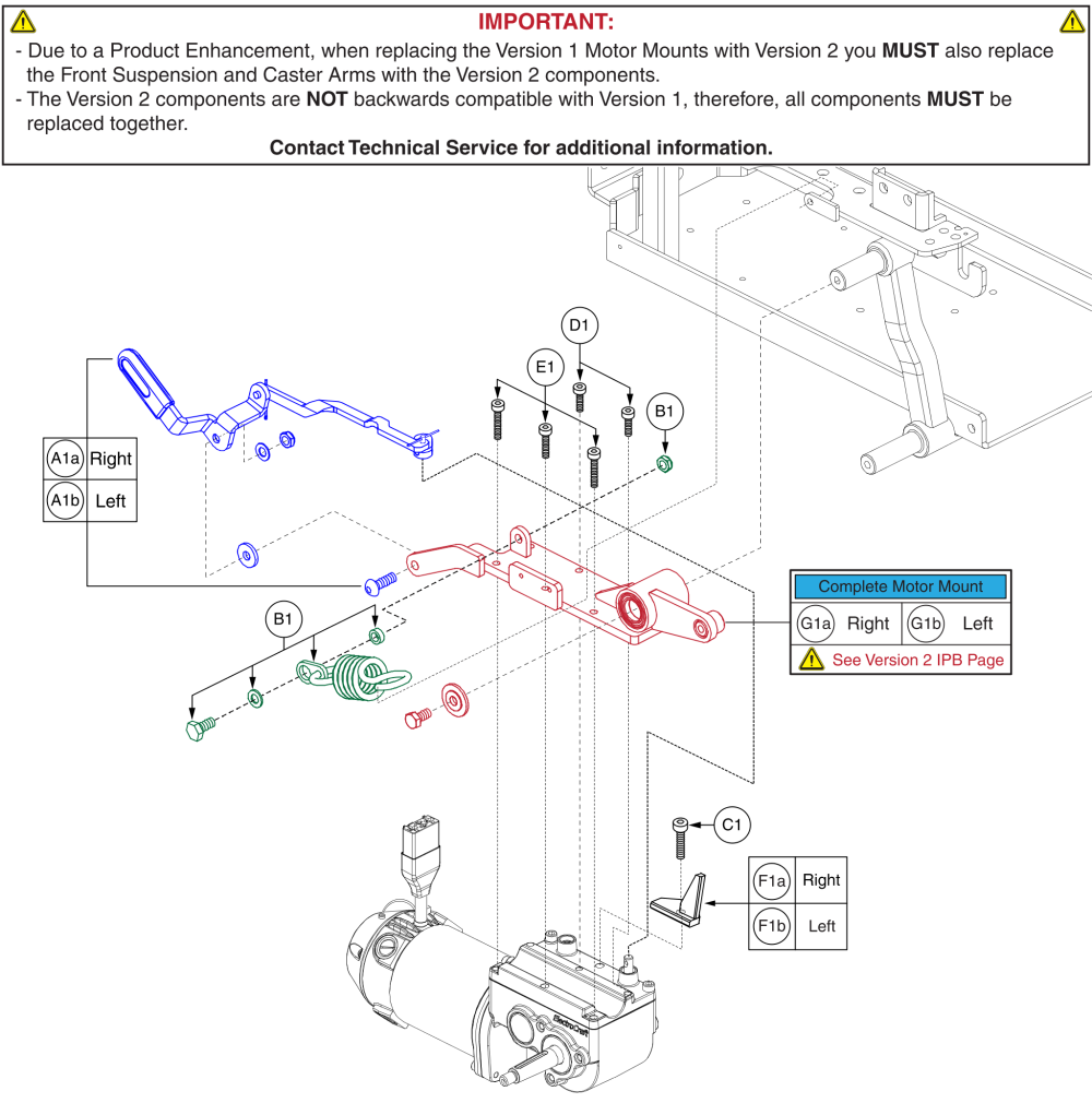 Freewheel, Motor Mount, & Hardware, Ver. 1, Q6 Edge / Edge X parts diagram