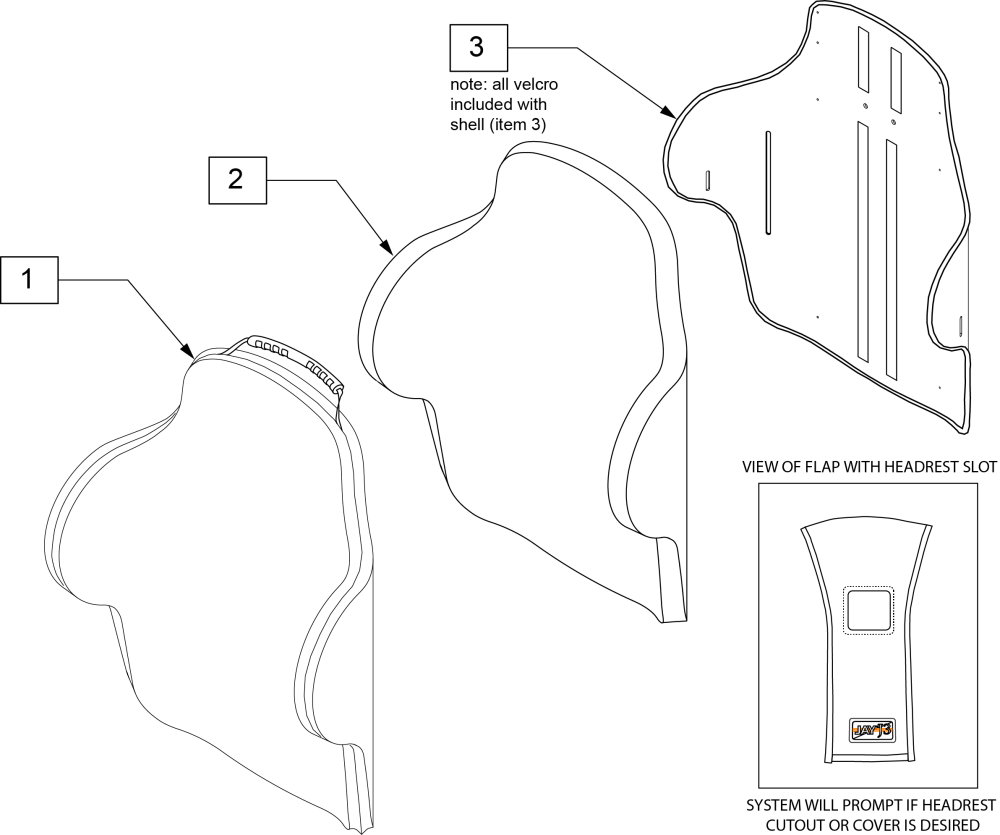 J3 Sh Pdl Backrest parts diagram