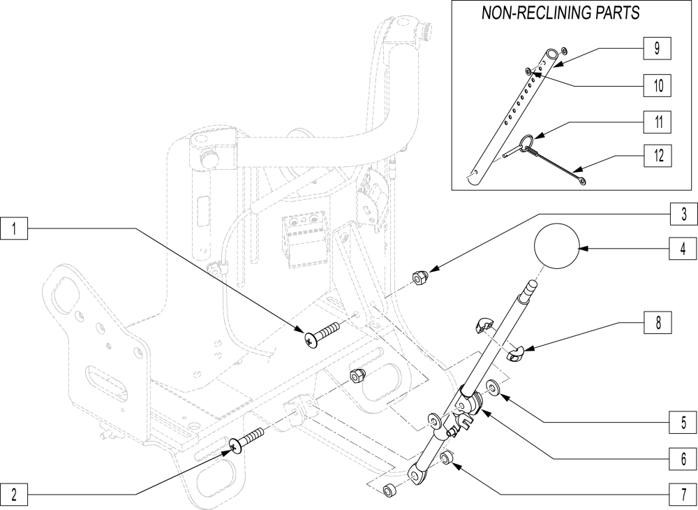 Mech-lock Assembly For Recline Option parts diagram