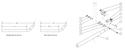 Flip / Arc Tubular Flip Up Armrest parts diagram