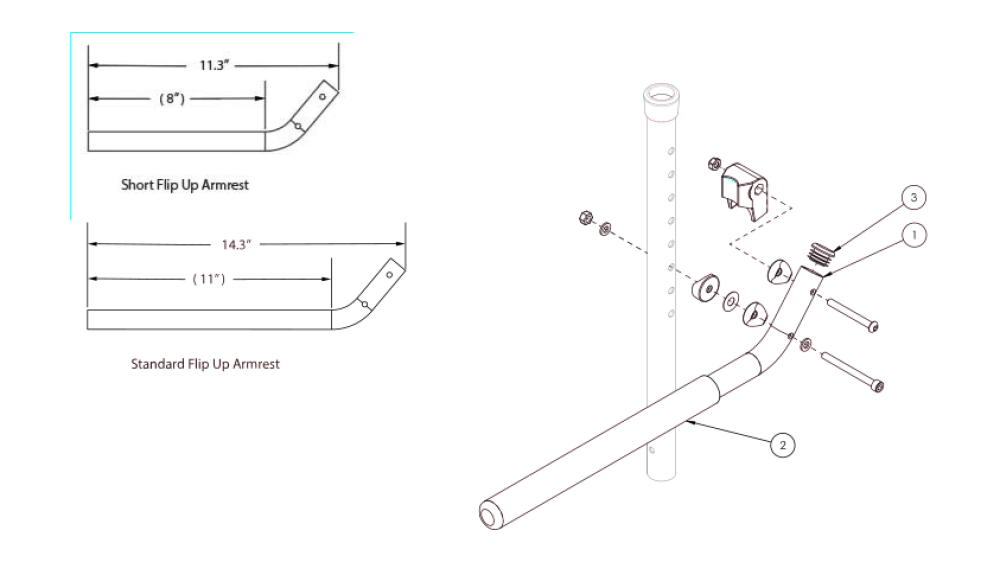 Tubular Flip Up Armrest - Growth parts diagram