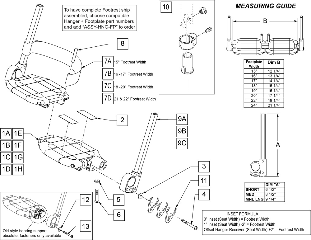 Locking Angle Adjustable Footplate parts diagram