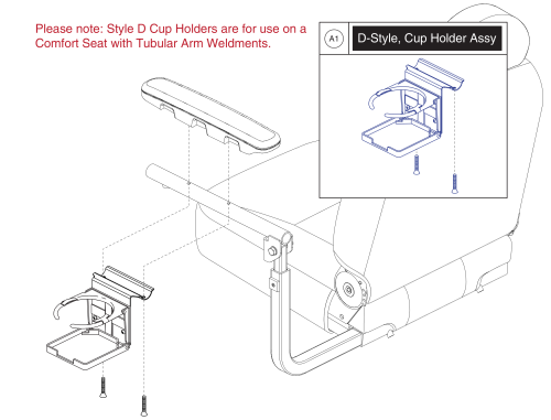 Style D Cup Holder - Tubular Style Comfort Seat Armpads parts diagram