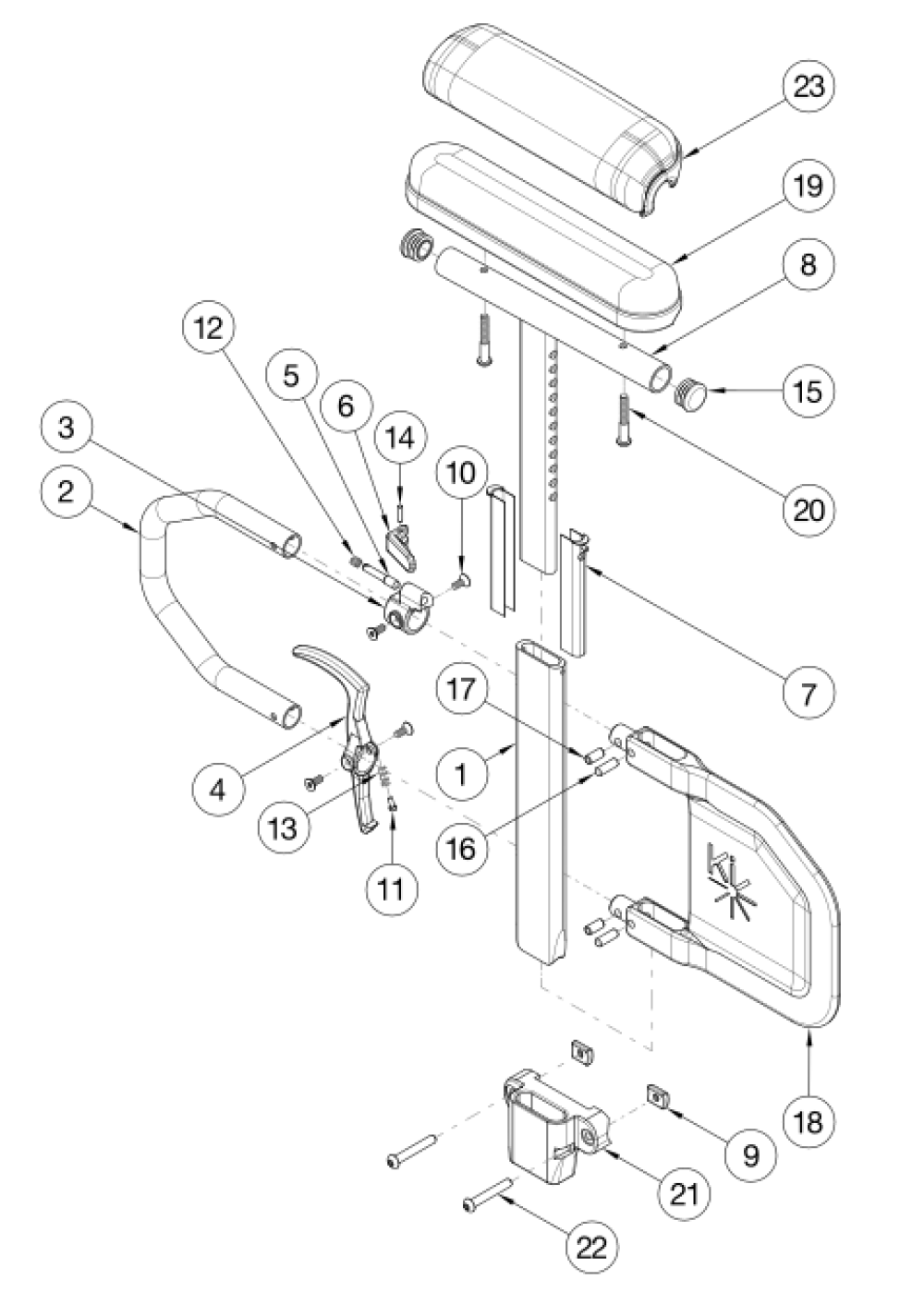 Catalyst E Armrests - Height Adjustable Tall T-arm parts diagram