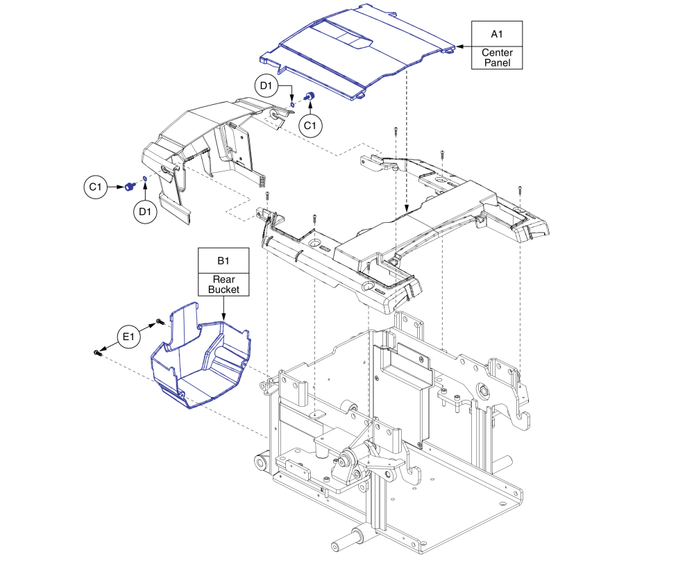 Shrouds - Rear Bucket, Center Panel, & Hardware, Q6 Edge Hd parts diagram