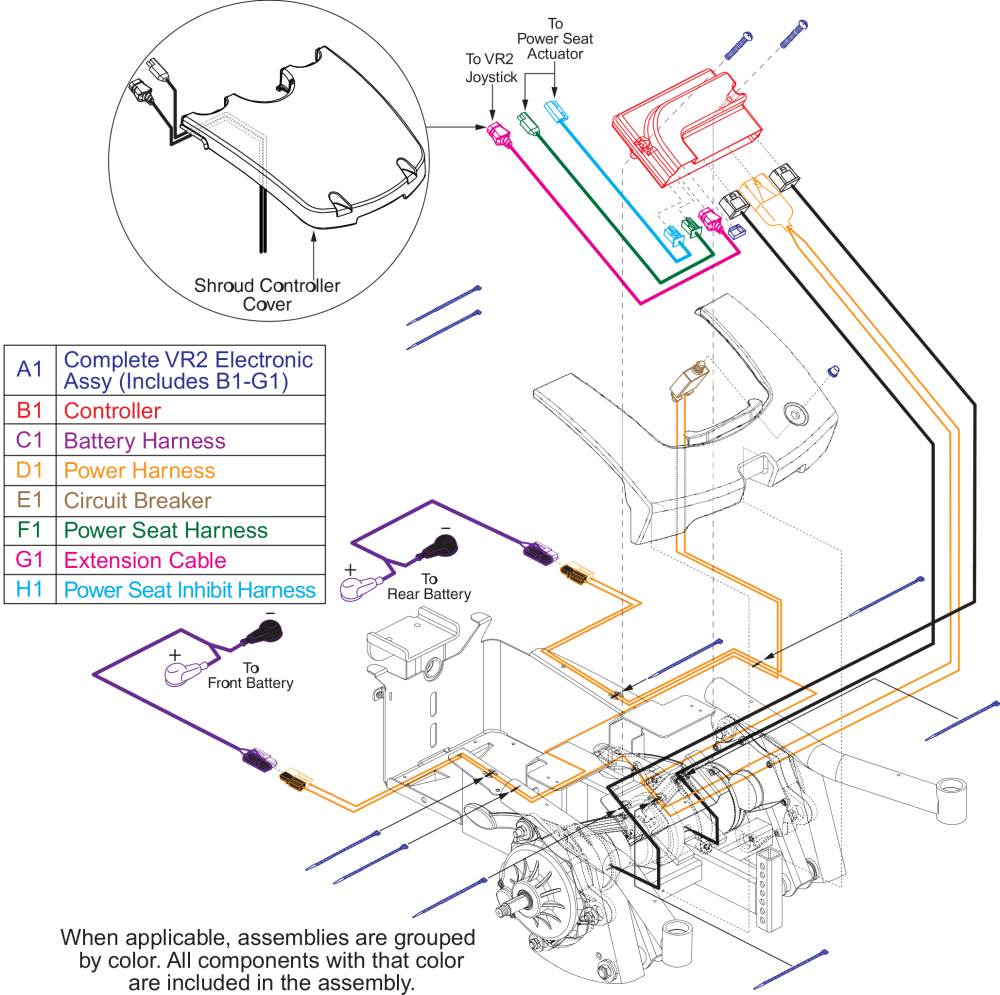 Vr2, Power Seat Thru Joystick parts diagram