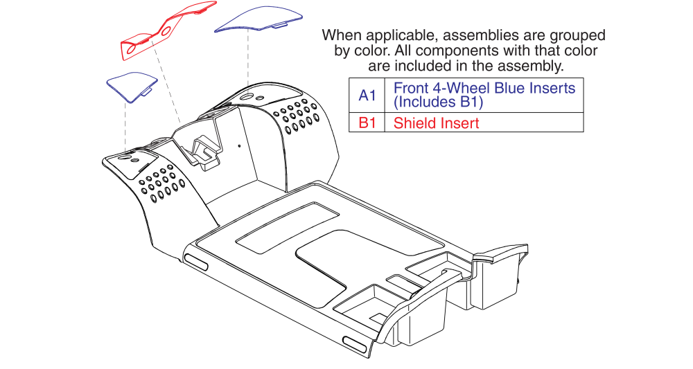 Front Shroud Inserts, 4 Wheel, Gogo Sport parts diagram