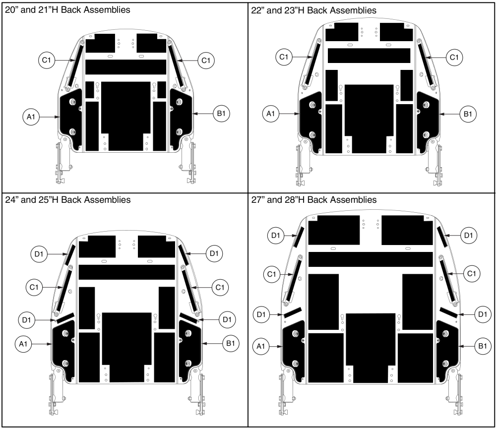 Reuseable Fastner Mounting Locations, Tru-comfort V2 Back parts diagram