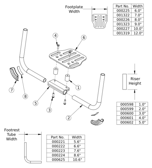 Rogue Xp Angle Adjustable Footrest With Risers parts diagram