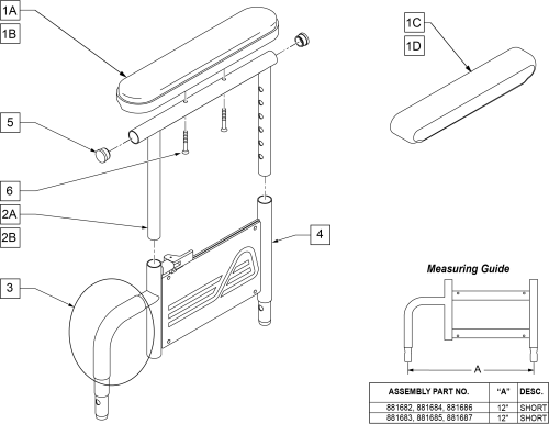 Dual-post Height Adj Armrest Sedeo parts diagram