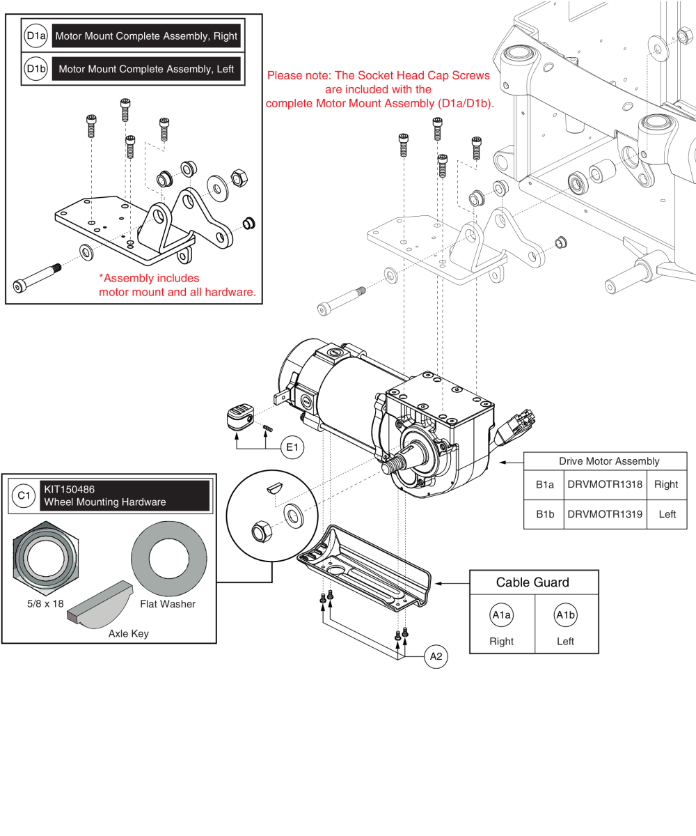 Es712 Hammer Xl Motor W/ Motor & Wheel Mounting Hardware, Q6000z parts diagram