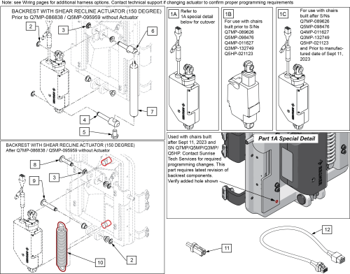 Backrest With Shear Recline Actuator (150 Degree) parts diagram