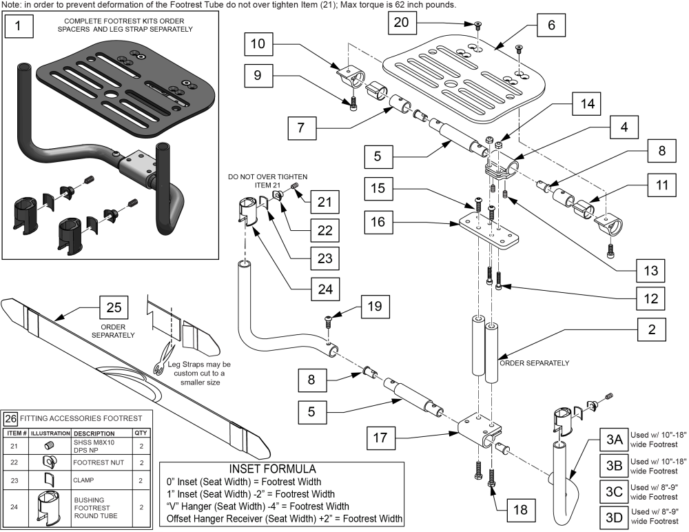 Aluminum Angle Adj Adaptive Flip-back Footrest parts diagram