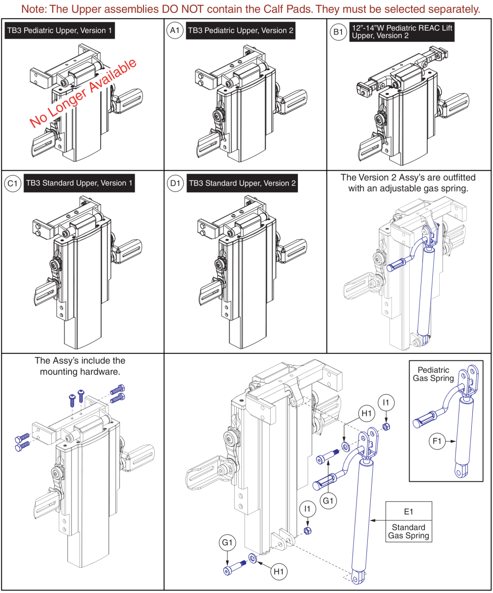 Center Mount Foot Platform - Complete Upper Assy's, Tb3 & Reac parts diagram