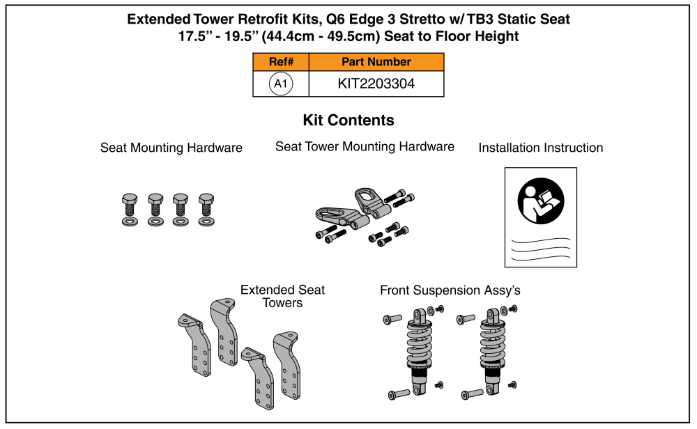 Extended Tower Retrofit Kits, Stretto W/ Tb3 Static Seat parts diagram