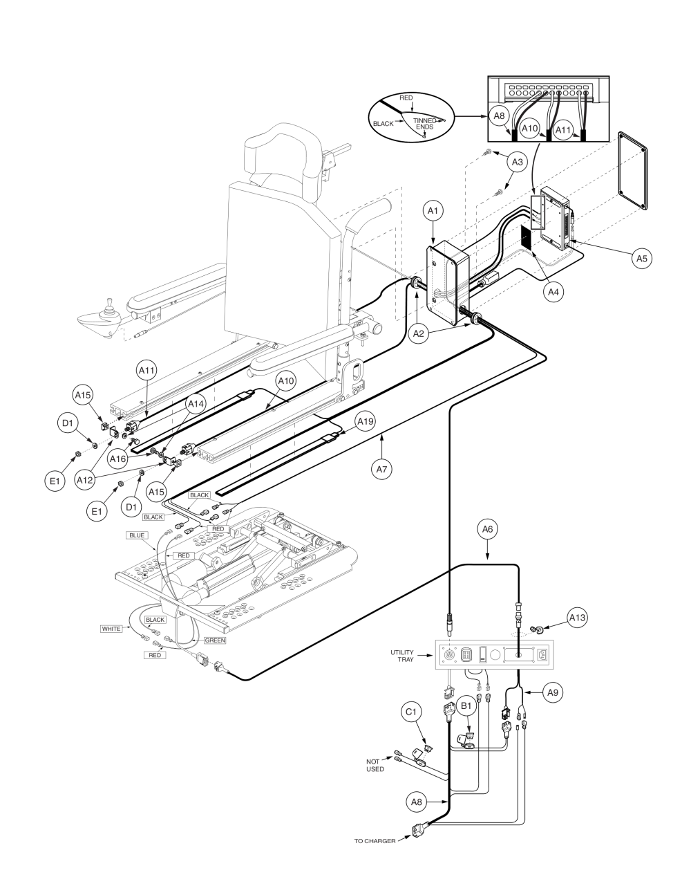 Tb1 Tilt, Switch-it Tilt, Independent And Combined Legs, Alm parts diagram