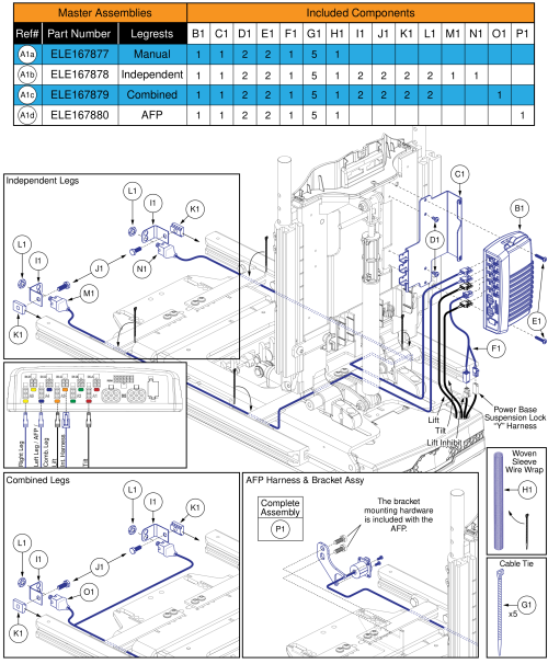 Ql3 Aam, Tb3 Lift & Tilt W/ Ilevel (q6 Edge Series, Stretto, R-trak) parts diagram