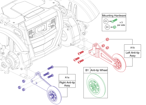 Anti-tip Assembly, 4front parts diagram