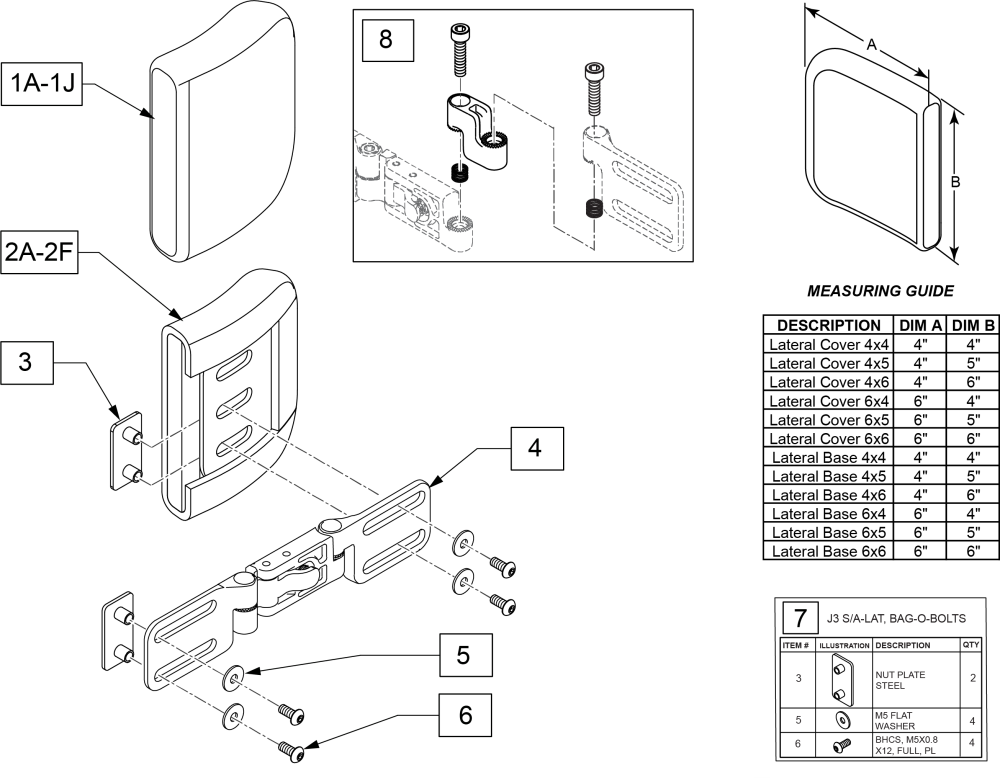 Jay Swing-away Laterals parts diagram