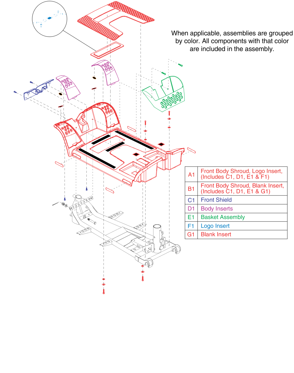 Front Shroud Assy, 4 Wheel, Version 2, parts diagram