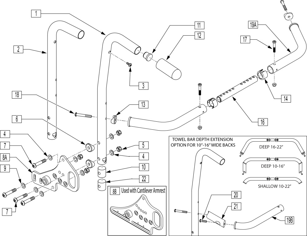 Non Folding Backrest Zm310 parts diagram