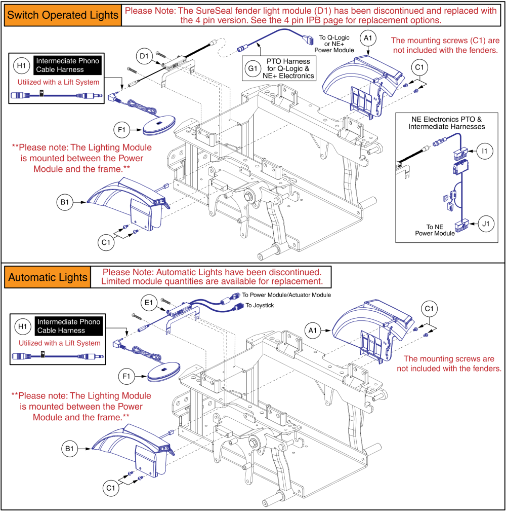 Fender Shrouds With Lights, Sureseal Module, Q6 Edge Hd parts diagram