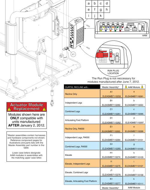 Tb2 Recline, Aam, Master Assembly, Before 1/2/12 parts diagram