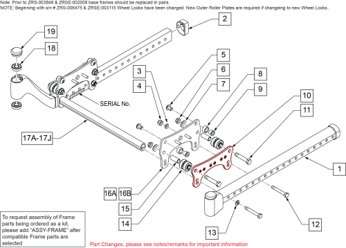 Base Frame & Roller Assm Prior To S/n Zrs-041800 & Zrse-051100 parts diagram