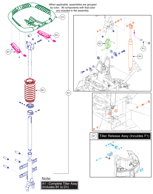 Tiller Assy, Pursuit Sport - Mv714 parts diagram