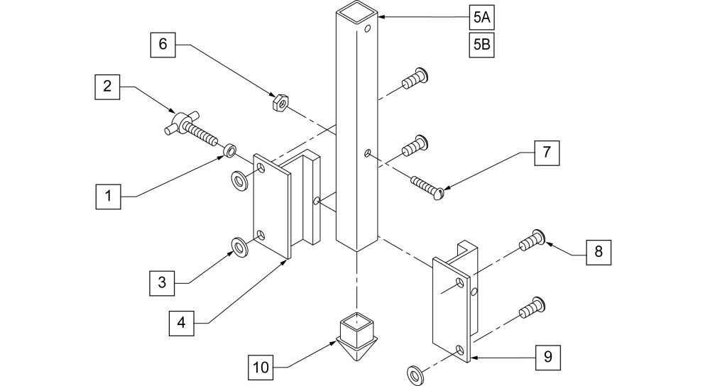 Slide-in Head Support Mounting Hardware parts diagram
