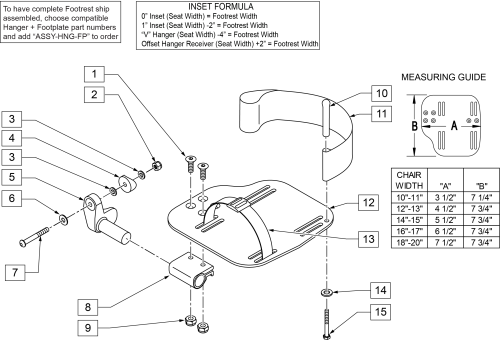 Adult Angle Adjustable Footplate Front Mount parts diagram