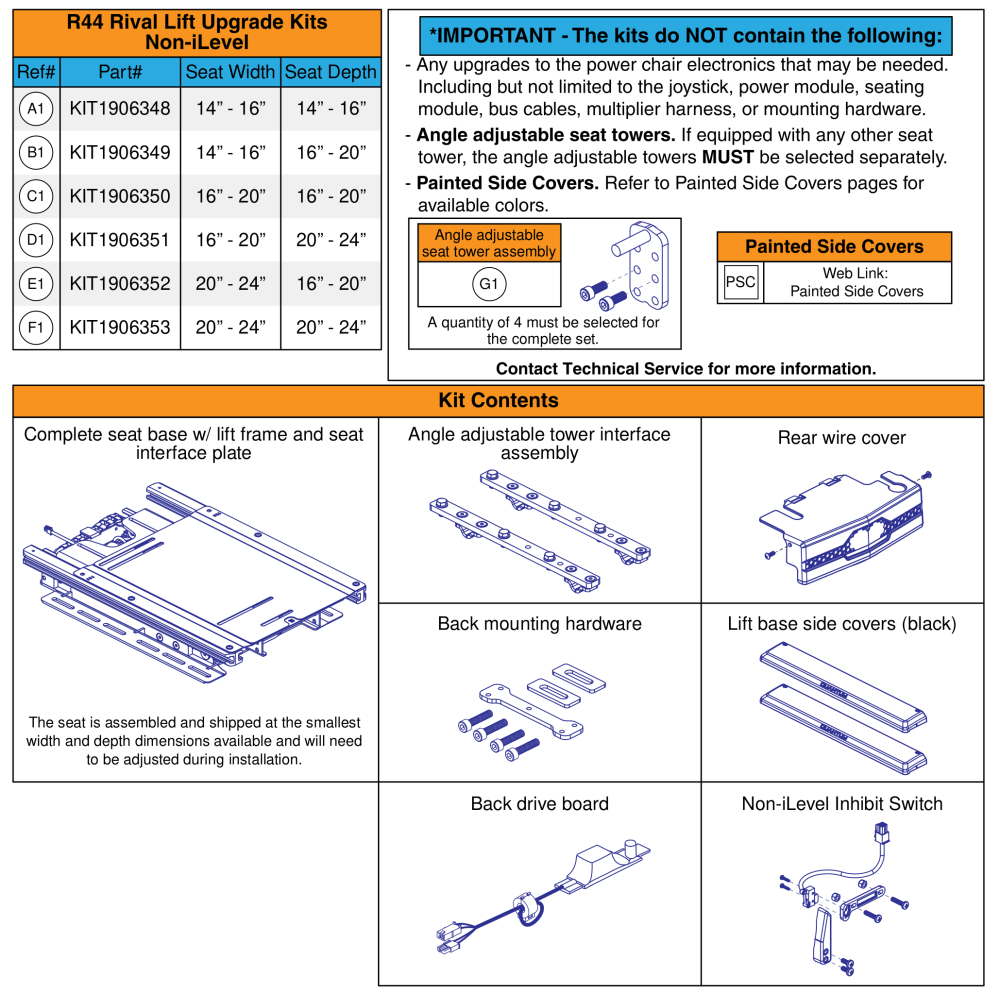 R44 Rival - Reac Lift Upgrage Kits (non-ilevel) parts diagram