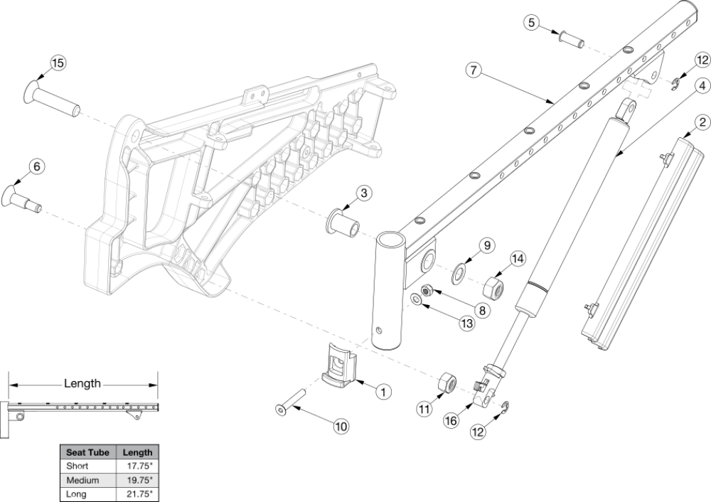 Liberty Seat Frame parts diagram