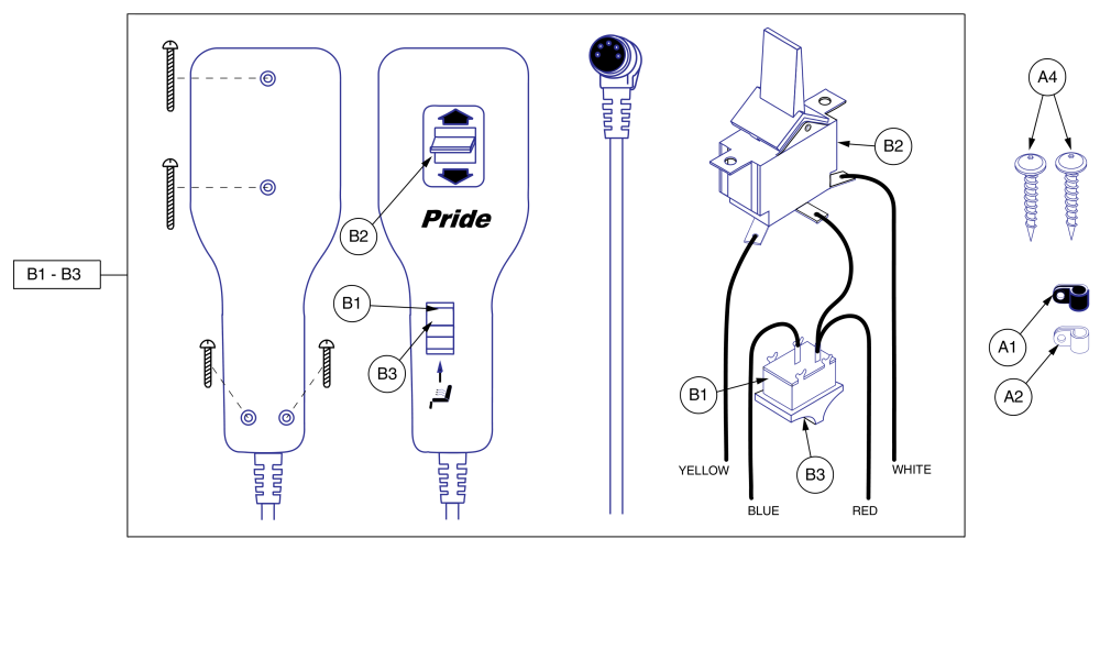 Hand Control, Red Switch Cap parts diagram